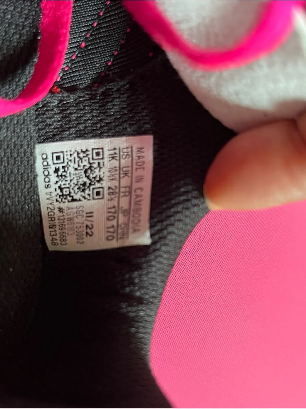 adidas Kids Pink Sneakers with Black Accents/ Shin guards included